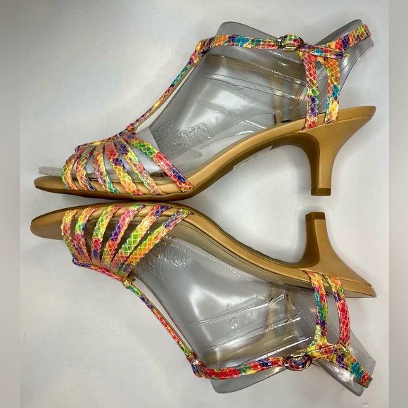 Alex Marie NIB Lanelle multi color t-strap kitten heel sandals - 8M - Picture 4 of 9